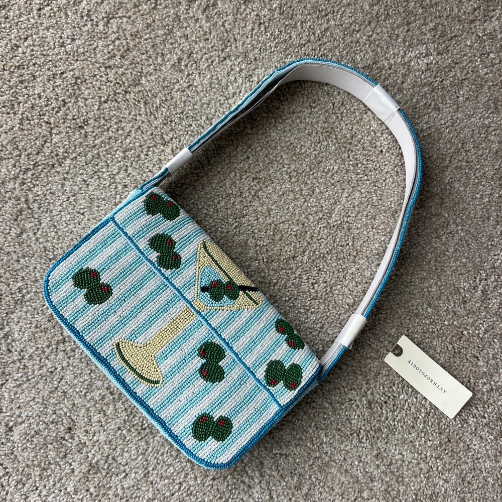Anthropologie Olive Martini Beaded Bag